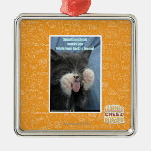 Smartmouth cat metal ornament
