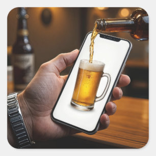 Smartphone Beer Mug Square Sticker
