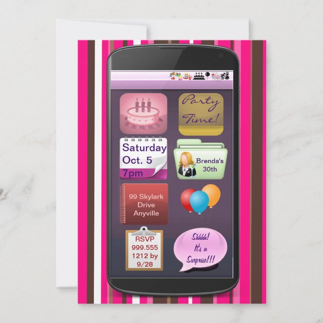 SmartPhone Birthday Party Invitations (Front)