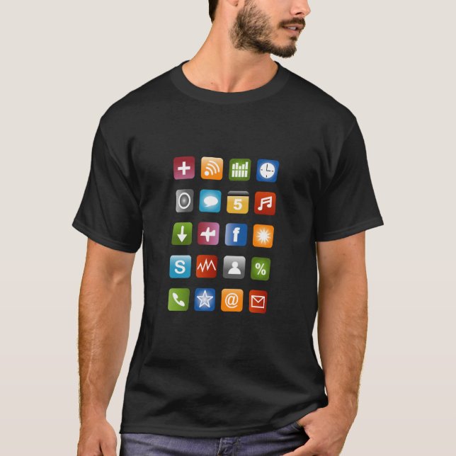 Smartphone t shirt with colorful app icons (Front)