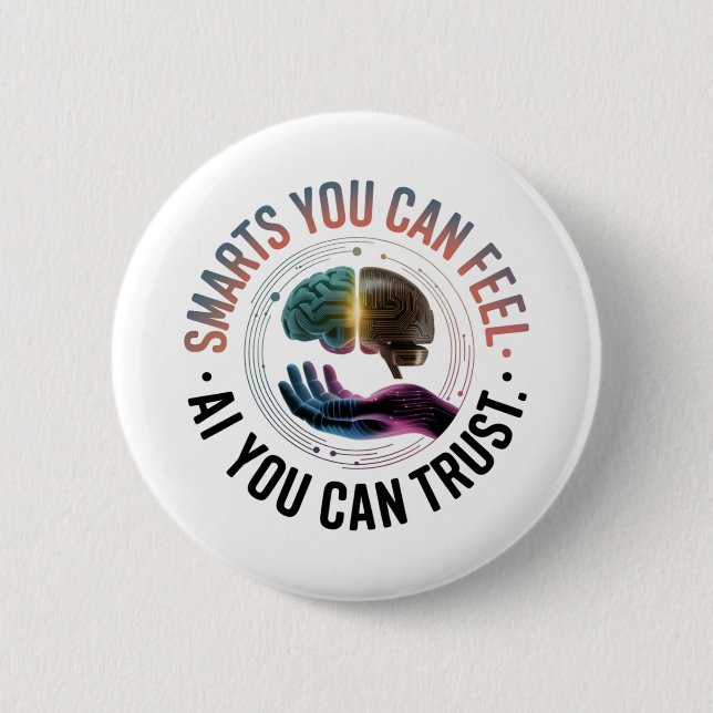 Smarts You Can Feel – AI Brain Futuristic Design Button (Front)