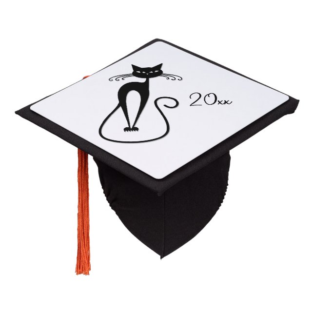 Smarty Black Cat with Year Graduation Cap Topper (Angled)