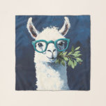 Smarty Llama Chic Scarf<br><div class="desc">Playful twist to cute animal art and humor with a quirky white llama rocking teal glasses and holding a leafy branch.</div>