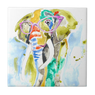 Smarty-Pants Elephant Ceramic Tile