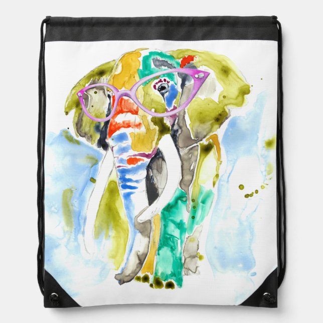 Smarty-Pants Elephant Drawstring Bag (Front)