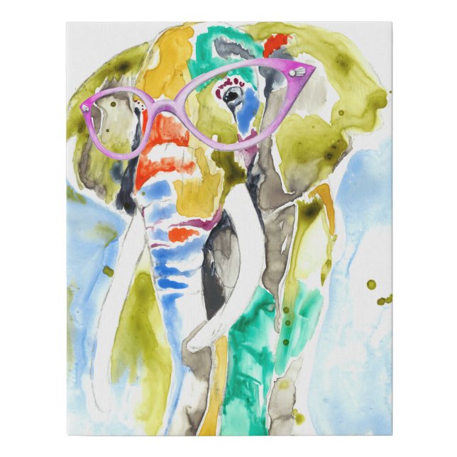Smarty-Pants Elephant Faux Canvas Print (Front)