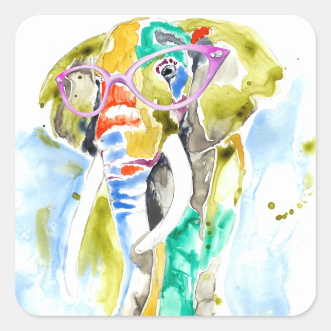 Smarty-Pants Elephant Square Sticker (Front)