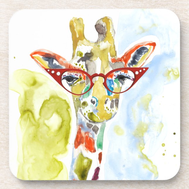 Smarty-Pants Giraffe Beverage Coaster (Front)