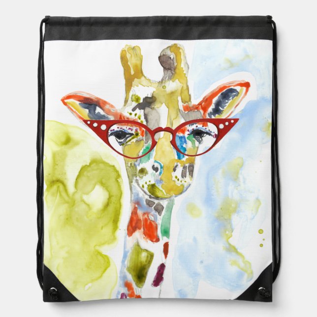 Smarty-Pants Giraffe Drawstring Bag (Front)