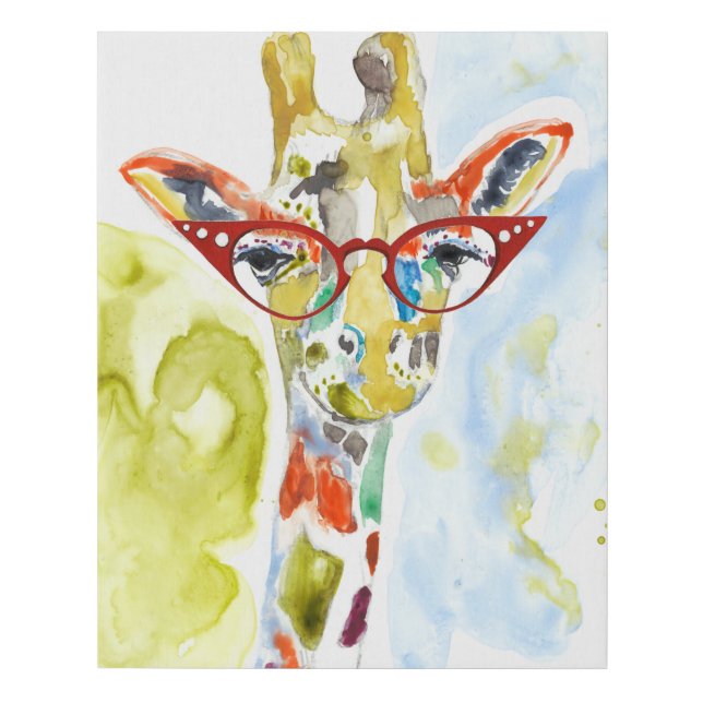 Smarty-Pants Giraffe Faux Canvas Print (Front)