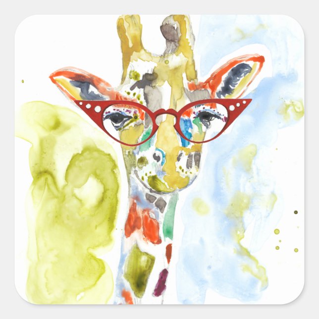 Smarty-Pants Giraffe Square Sticker (Front)