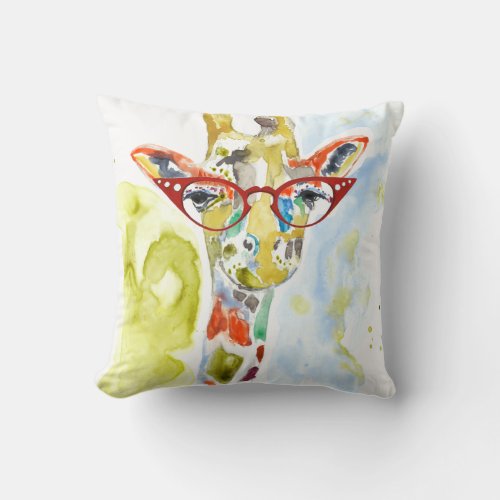 Smarty_Pants Giraffe Throw Pillow