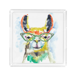 Smarty-Pants Llama Acrylic Tray