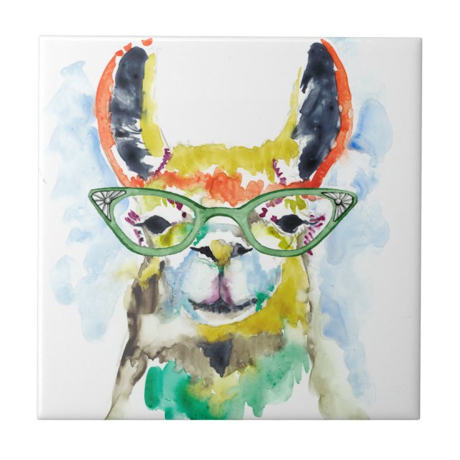Smarty-Pants Llama Ceramic Tile (Front)