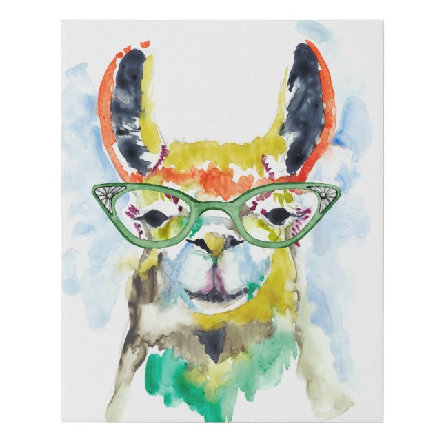 Smarty-Pants Llama Faux Canvas Print (Front)