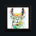 Smarty-Pants Llama Gift Box<br><div class="desc">Smarty-Pants Llama by Jennifer Goldberger. Features a fabulous llama in a watercolor style wearing fun eyeglasses.</div>