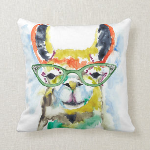 Smarty-Pants Llama Throw Pillow