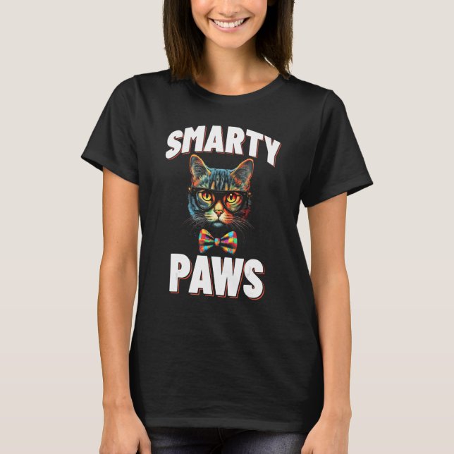 Smarty Paws   Cat Glasses T-Shirt (Front)