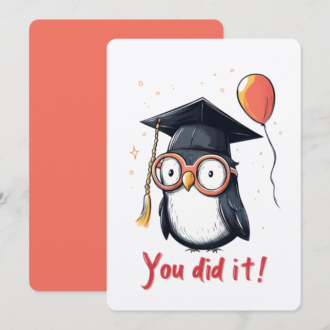 Smarty Penguin Graduation Vibes– You Did It Nerd! Invitation (Front/Back)