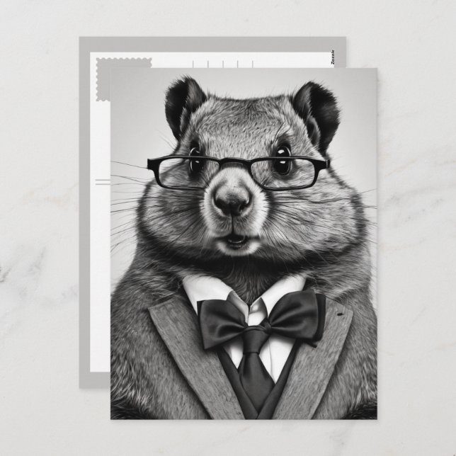 smartypants groundhog holiday postcard (Front/Back)