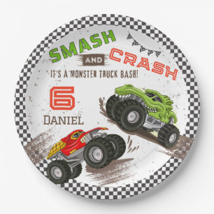 Smash and Crash Monster Truck 6th Birthday Party Paper Plates