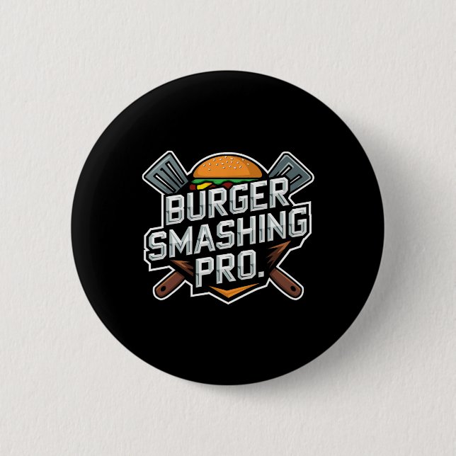 Smash Burger Lover Grilled Cheeseburger Flat Top C Button (Front)