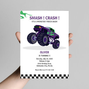 Smash & Crash - Modern Monster Truck Birthday Invitation