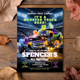 Smash & Crash Monster Truck Birthday Invitation