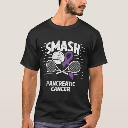 Smash Pancreatic Cancer Tennis Therapy Purple Ribb T_Shirt