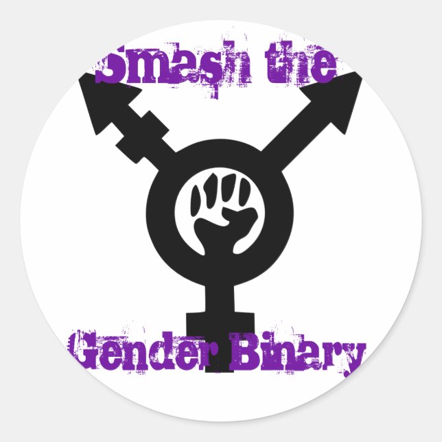 Smash the Gender Binary transfeminist sticker (Front)
