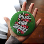 Smash the Patriarchy Button<br><div class="desc">Smash the Patriarchy Bold and beautiful, this design pairs the powerful phrase "Smash the Patriarchy" with a tangle of defiant blooming roses. A striking visual statement for feminists who believe strength and softness can coexist. Ideal for protests, Pride season, International Women's Day, or everyday resistance. Great for activists, intersectional feminists,...</div>
