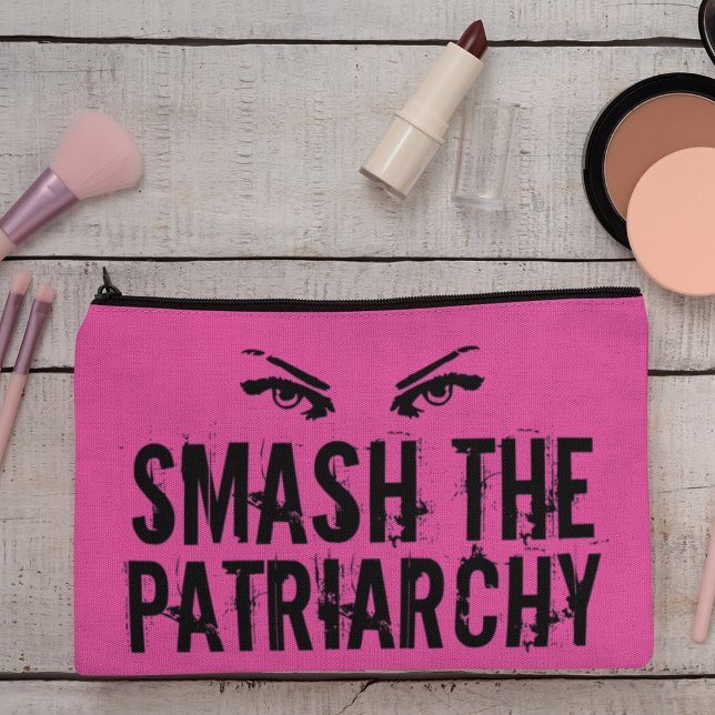 Smash the Patriarchy Cool Pink Feminist Accessory Pouch (Creator Uploaded)