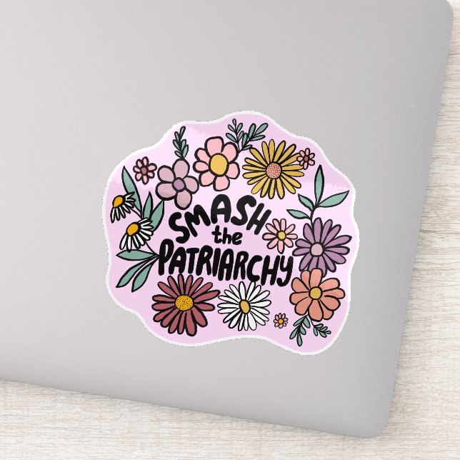 SMASH the PATRIARCHY Floral Cute Daisy Hand-Drawn Sticker (Detail)