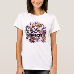 SMASH the PATRIARCHY Floral Cute Daisy Hand-Drawn T-Shirt