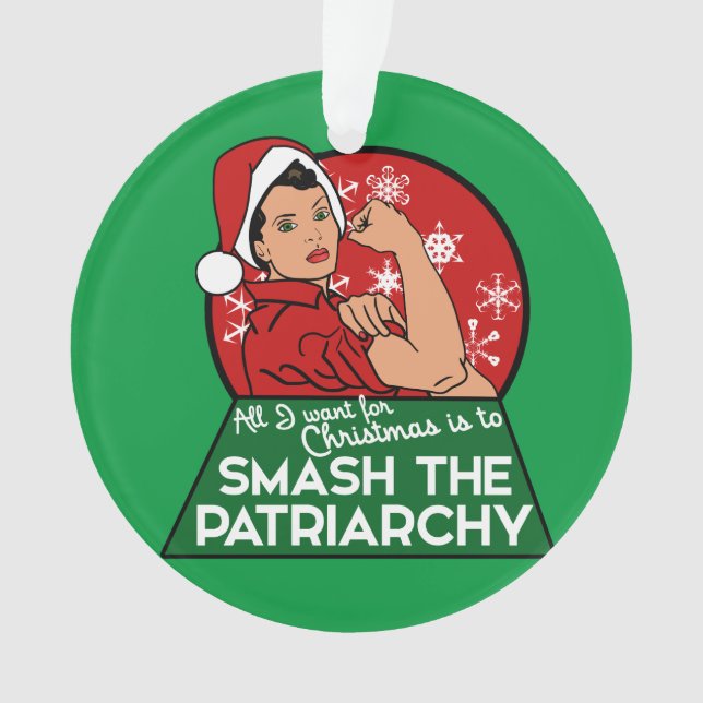Smash the patriarchy for christmas ornament (Front)
