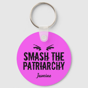 Smash the Patriarchy Personalized Pink Feminist Keychain