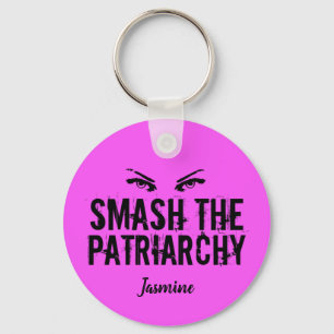 Smash the Patriarchy Personalized Pink Feminist Keychain