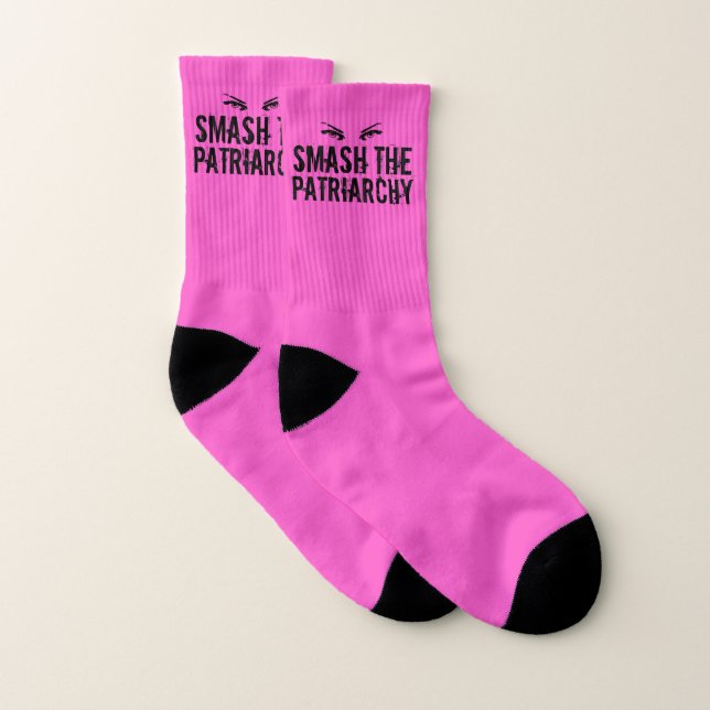 Smash the Patriarchy Pink Feminist Quote Grunge Socks (Pair)