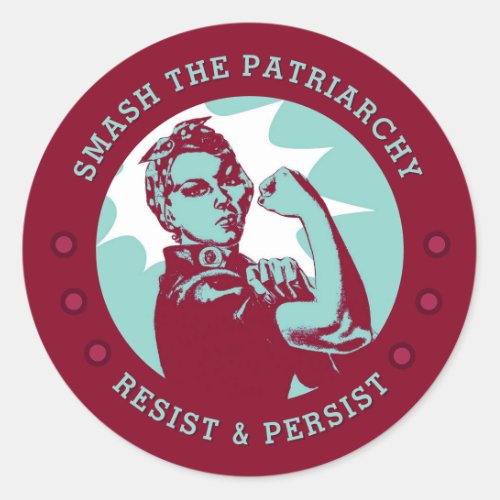 Smash the Patriarchy Rosie the Riveter Red Classic Round Sticker