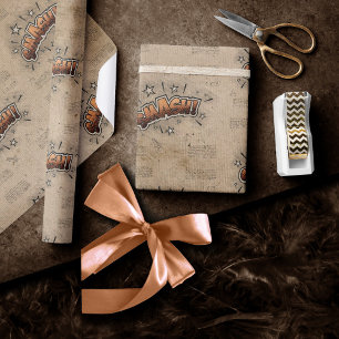 SMASH! Vintage Comic Book Steampunk Pop Art Wrapping Paper