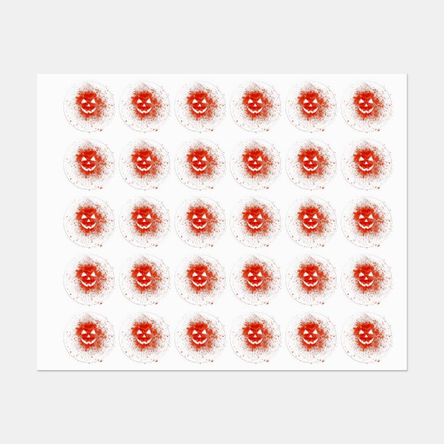 Smashed Jack O'lantern Pumpkin Labels (Sheet)