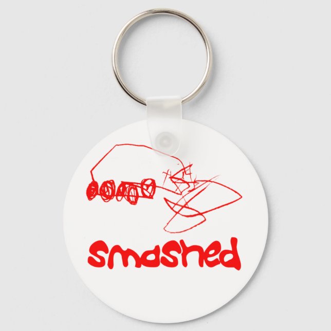 Smashed Key Ring - Red Crashed Car (Front)