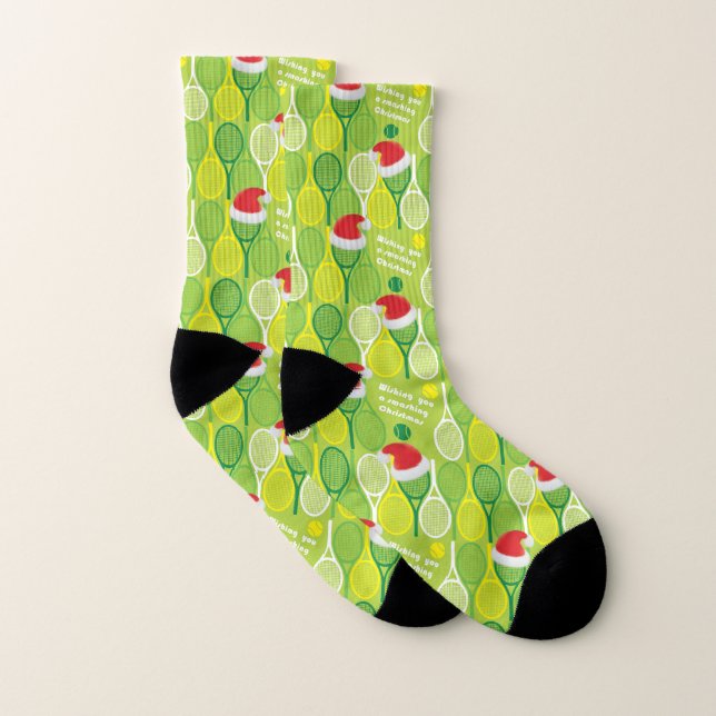 🎄Smashing Christmas🎾tennis pattern Socks (Pair)