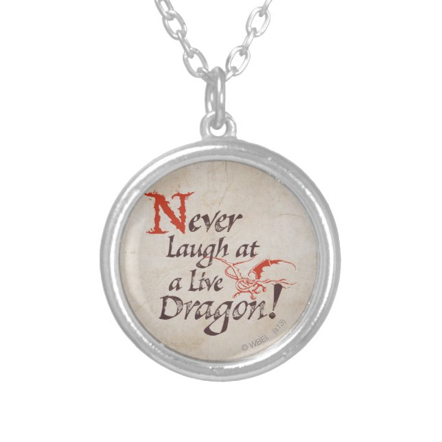 SMAUG™ - Never Laugh At A Live Dragon Silver Plated Necklace (Front)