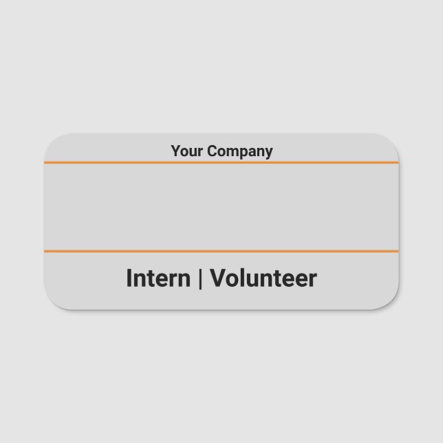 SMB Intern Volunteer Temporary Role Gray Dry Erase Name Tag (Front)