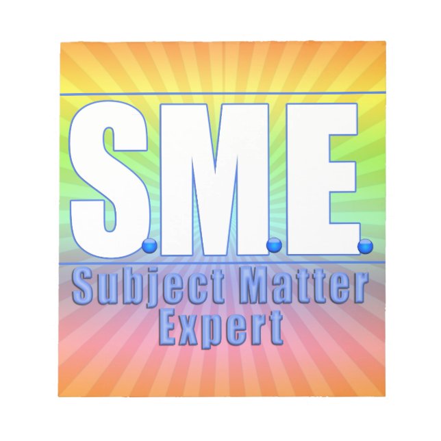 SME  LOGO SUBJECT MATTER EXPERT WHITE/BLUE NOTEPAD (Front)