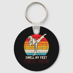 Smell Feet Girl Ponytail Kick Karate Taekwondo Kun Keychain