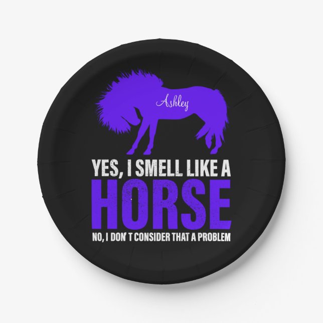 Smell Like A Horse in Royal Personalized   Paper Plates (Front)