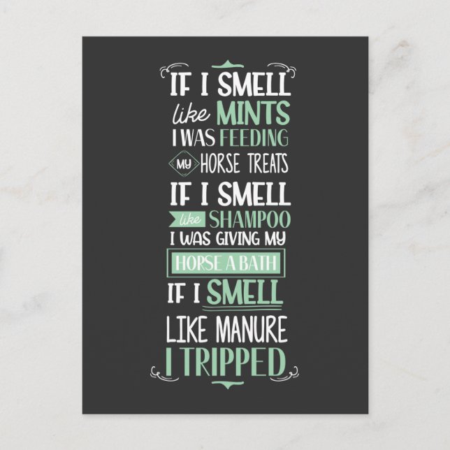 Smell Like Horse Horseback Riding Equestrian Humor Postcard (Front)