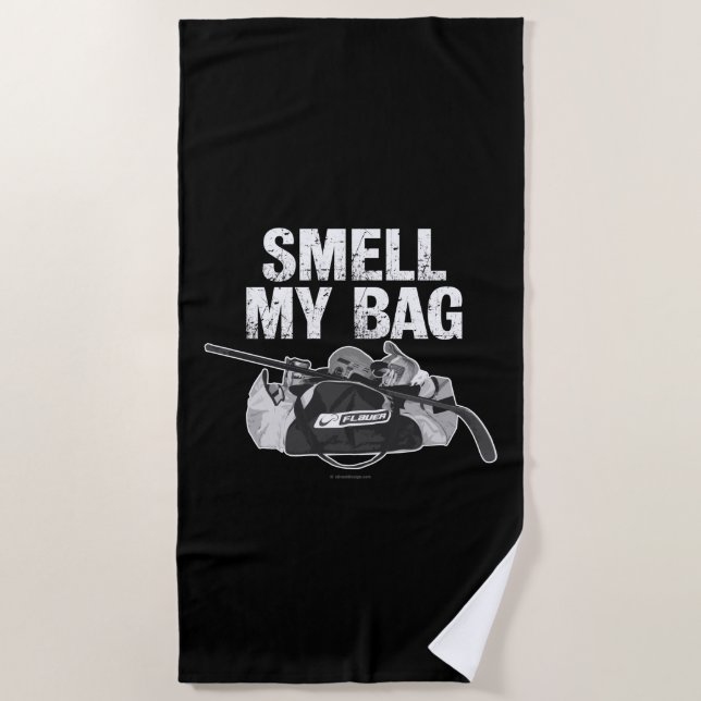 Smell My Bag (hockey stench) Beach Towel (Front)